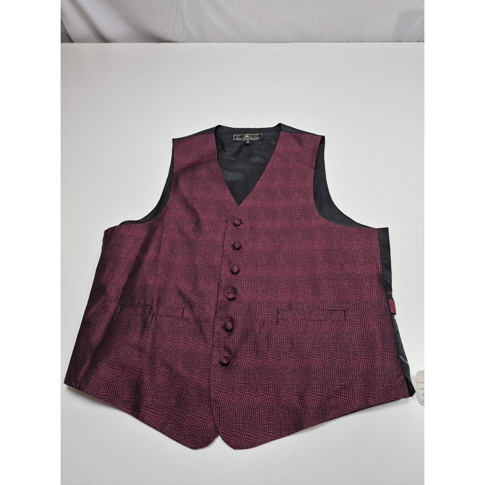 Stacy Adams Vest Mens M Red 100% Silk Geometric Tuxedo Suit Wedding Formal